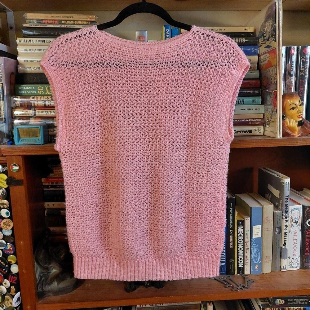 Vintage homemade‎ baby pink sweater vest.